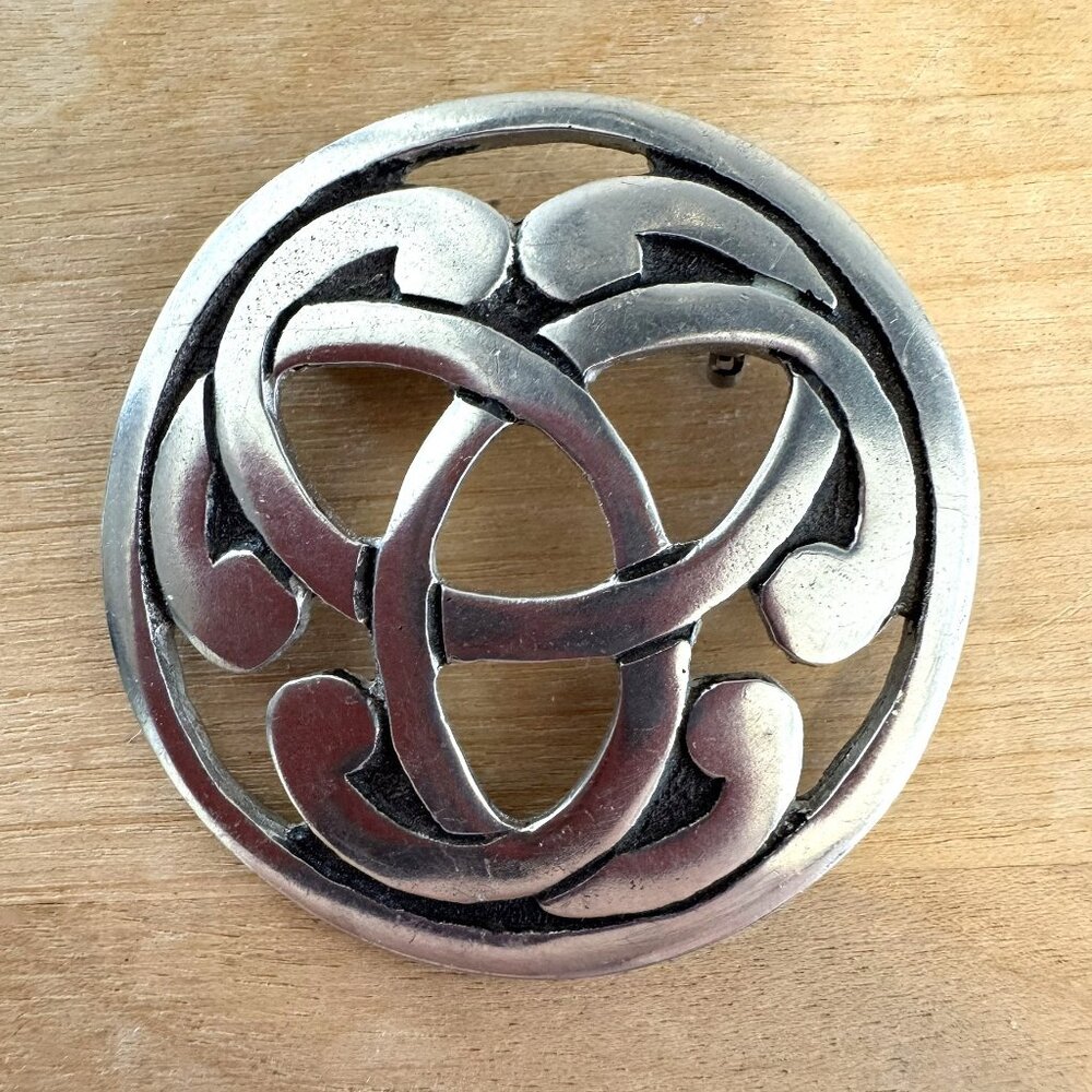 Vintage 1980's ST. JUSTIN SJC Pewter Celtic Knot Brooch 1 7/8" 14g